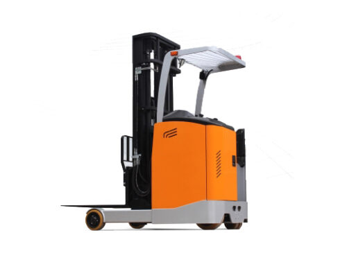 Electric warehouse forklift used in logistics center